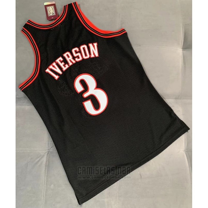 Camiseta Philadelphia 76ers Allen Iverson #3 Mitchell & Ness 1997-98 Negro